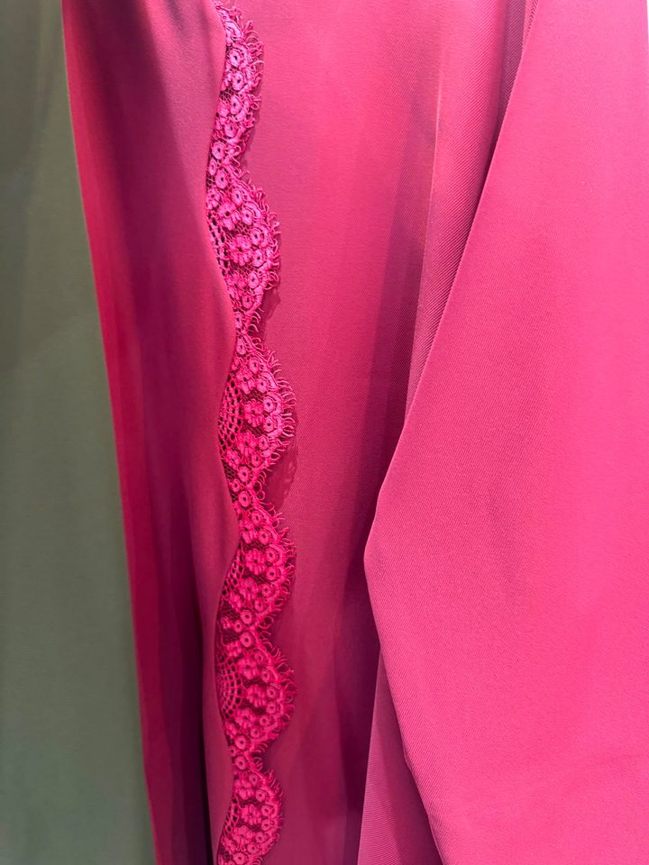 Pink abaya with matching lace panel